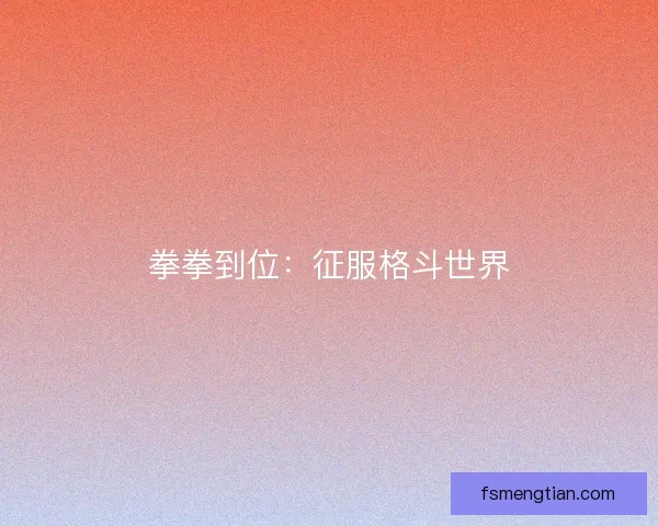 拳拳到位：征服格斗世界