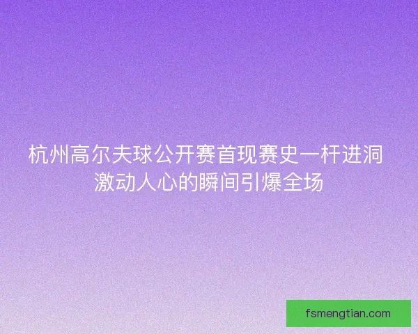 杭州高尔夫球公开赛首现赛史一杆进洞 激动人心的瞬间引爆全场