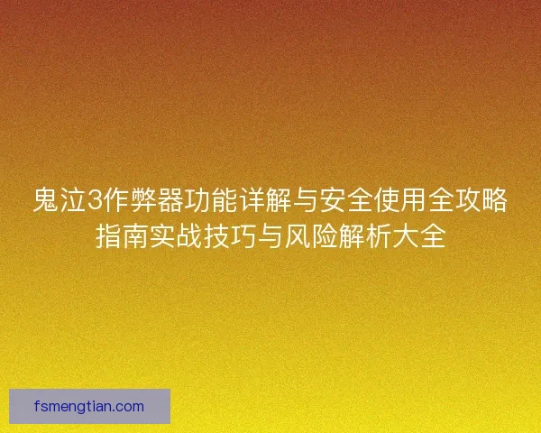 鬼泣3作弊器功能详解与安全使用全攻略指南实战技巧与风险解析大全