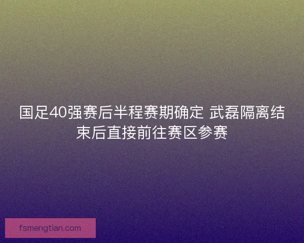 国足40强赛后半程赛期确定 武磊隔离结束后直接前往赛区参赛