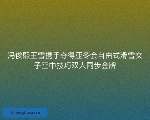 冯俊熙王雪携手夺得亚冬会自由式滑雪女子空中技巧双人同步金牌