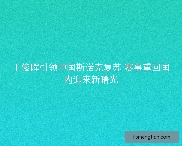 丁俊晖引领中国斯诺克复苏 赛事重回国内迎来新曙光